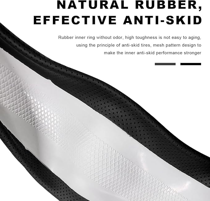 Car Breathable Steering Wheel Cover, Carbon Fiber Wear-Resistant Steering Wheel Protector for Comfy Grip, Universal Non-Slip Leather Wheel Sleeve for Most Car SUV Truck (Black)