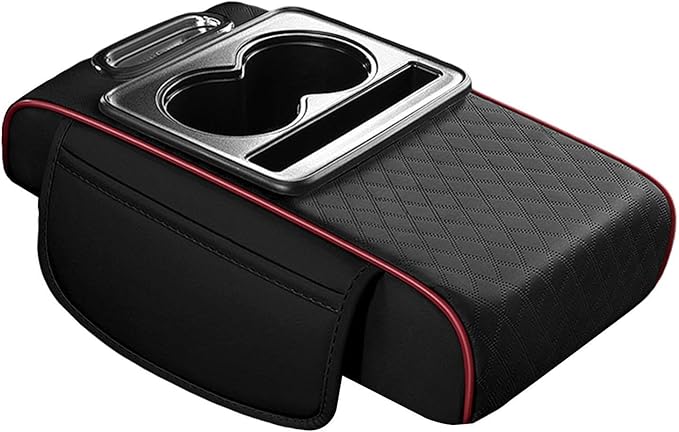 Car Center Console Pad PU Leather Armrest Organizer with Tissue Box Slot for Vehicles, Style H