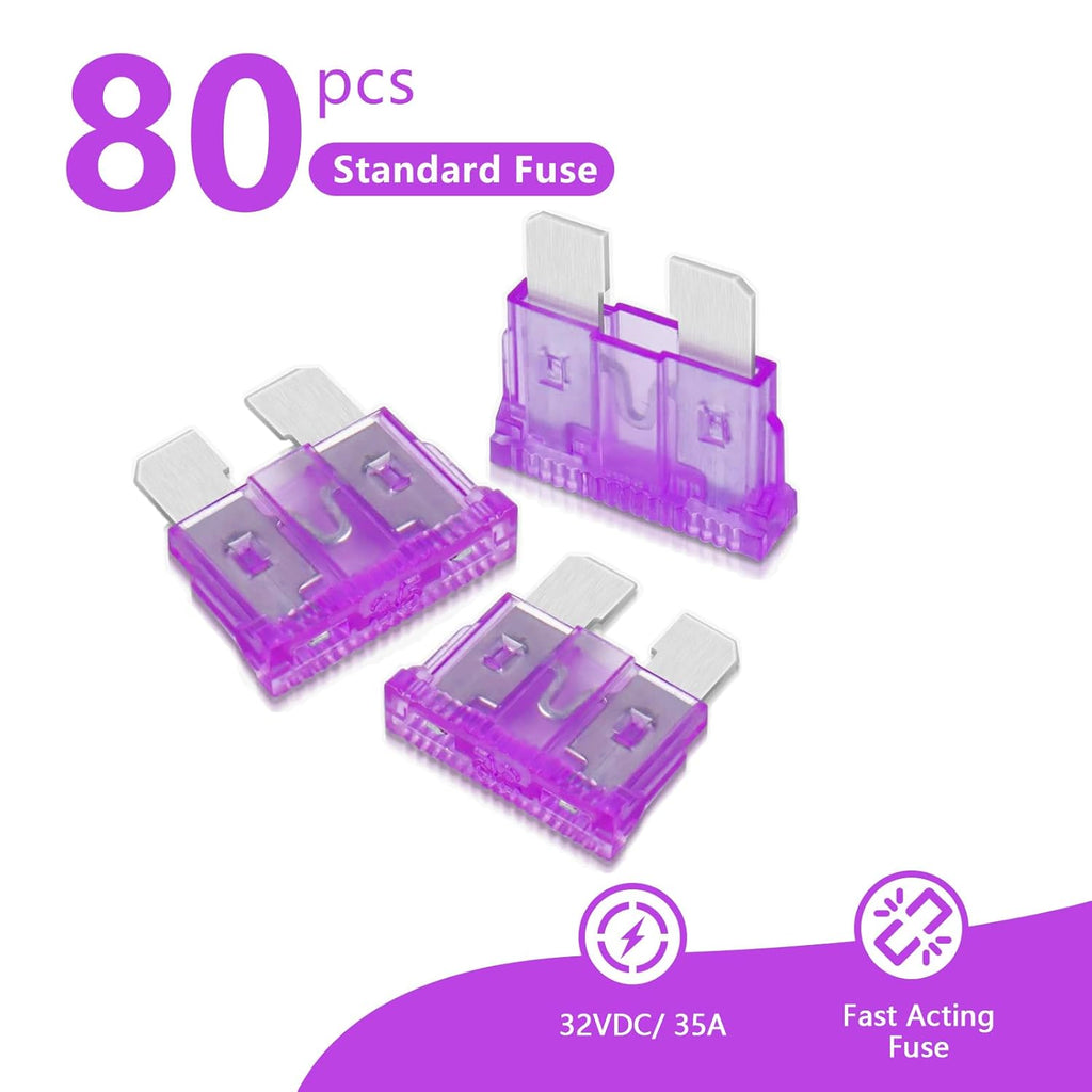 (80Pcs) 35 Amp Standard Fuse, 35A Car Blade Fuses for Car/RV/Truck/SUV/Motorcycle/Boat