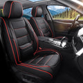 Car Seat Covers Full Set Custom Fit for Ford Fiesta 2011-2019-Luxury Leather with Lumbar Support, Breathable, Waterproof, Anti-Slip, Durable, Easy to Install (Black&Red,Full Set)