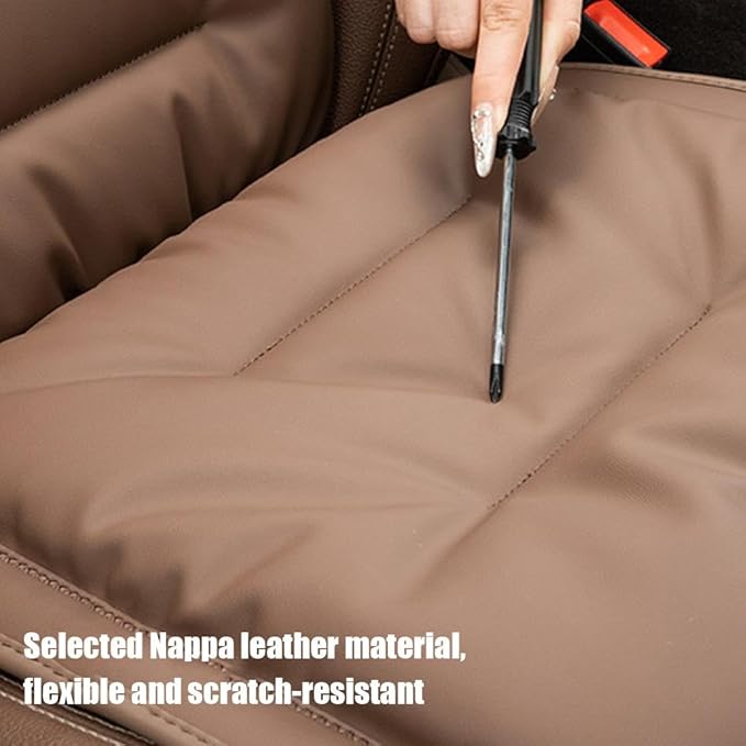 Car Seat Cushion, 2025 New Skin-Friendly Leather Seat Cushions, Skin-Friendly Leather Seat Cushions, Front Bottom and Rear Seat Cushions for Auto Office (Black 1set)