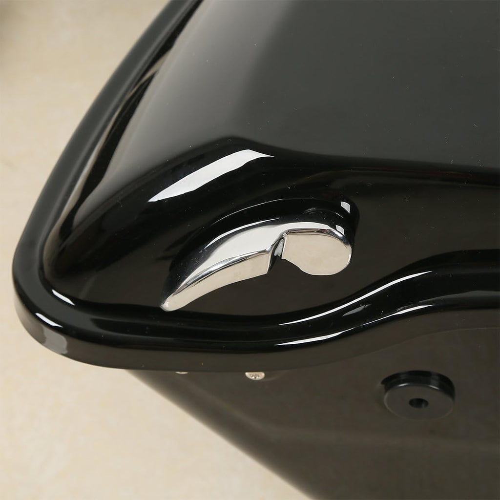 XFMT Vivid Black Motorcycle Saddlebags Hard Saddle Bags W/Black Latches & Chrome Conversion Bracket For Harley Softail Heritage Deluxe 1984-2017