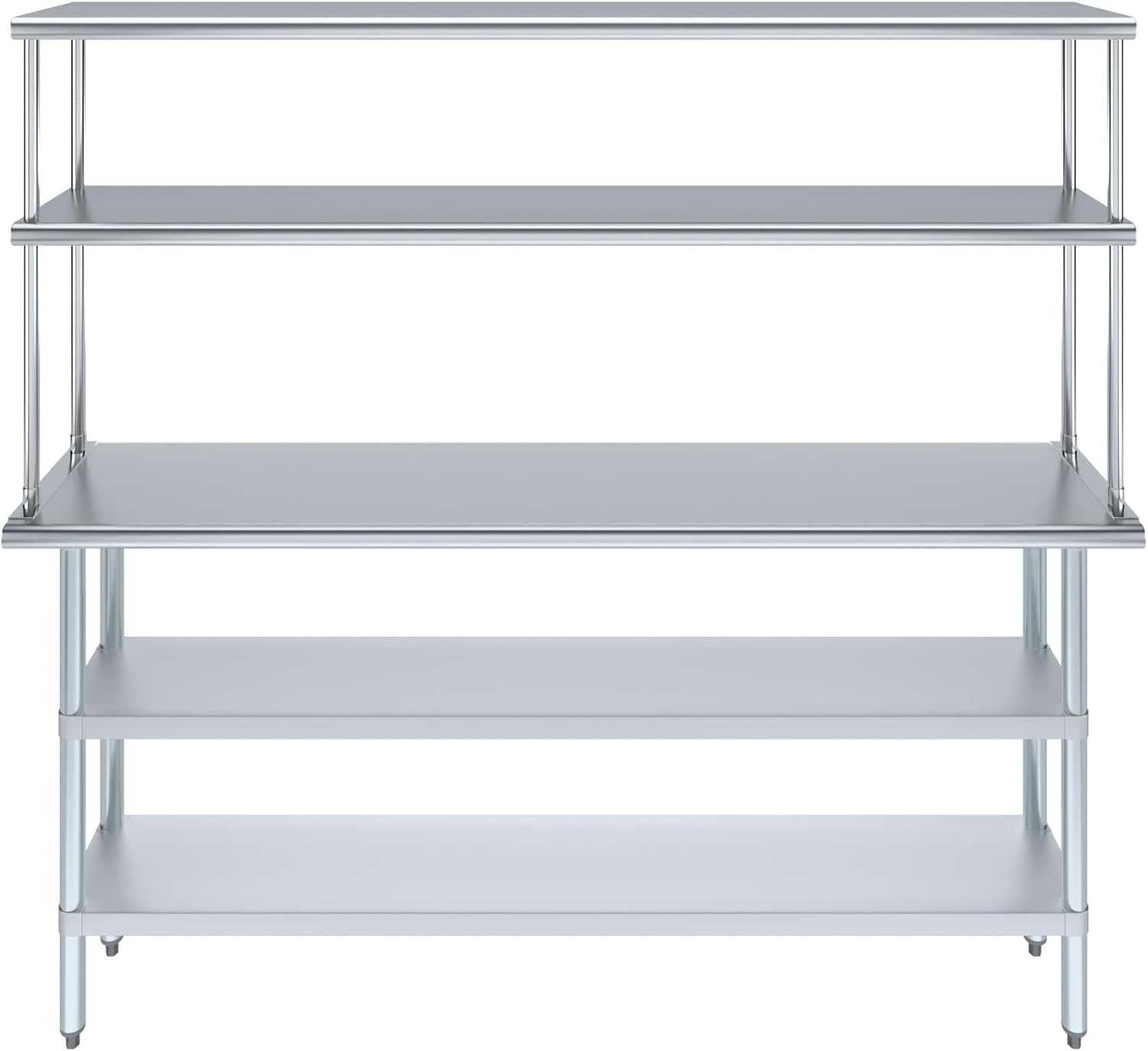 Amgood Stainless Steel Work Table with 2 Shelves & Overshelf | Metal Kitchen Prep & Shelving Combo (14" x 72" Table + 12" Overshelf)