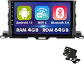 10.1 Inch IPS Touchscreen Android 13 Car Stereo for Toyota Highlander 2014-2019 with Wireless CarPlay & Android Auto 4+64GB Car Radio, Support GPS, WiFi 6, Bluetooth,5.4, FM, Backup Camera, SWC, USB