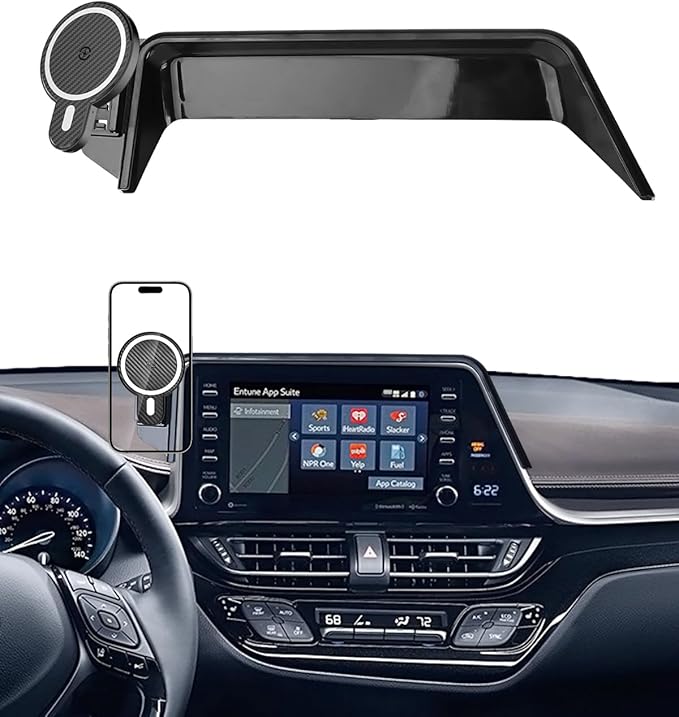 PZK Car Phone Mount for Toyota C-HR CHR 2019 2020 2021 2022 LE/XLE/Limited/Nightshade Accessories 8-inch Screen 360° Rotation Phone Cradles Magnetic 15W Fast Wireless Charger Phone Holder
