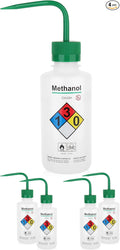 4pcs of Methanol Wash Bottles, Vol.500ml (17oz), Narrow Mouth, Self-Venting Safety Wash Bottles, LDPE Material, IN-WBM500