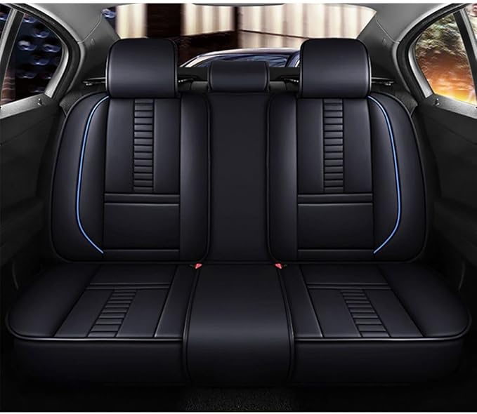 for Chevy Equinox Seat Covers 2005-2026, Full Coverage Customized Car Seat Covers, Premium Leather Waterproof Stain-Resistant Easy to Install (Standard 5 Seats, Black&Blue)