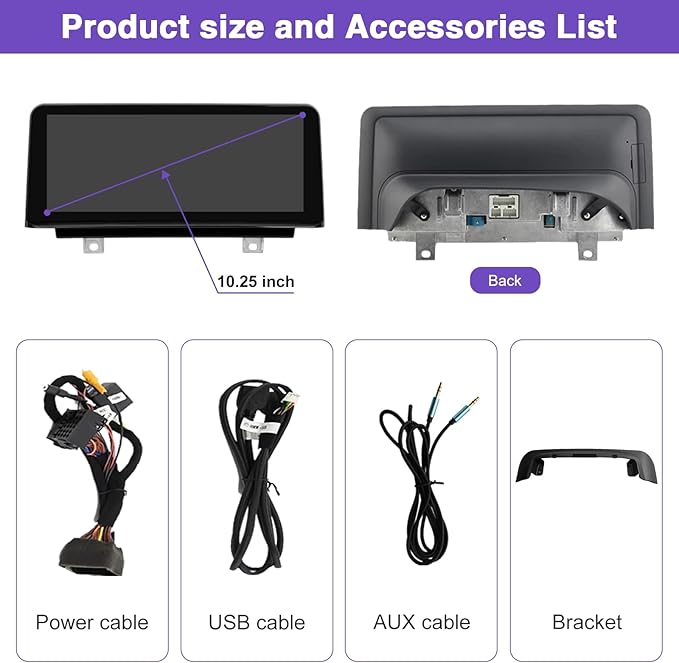 NINETOM 2026 Upgraded 10.25" Touchscreen Wireless CarPlay Android Auto Receiver Compatible with BMW 3/4 Series F30/F31/F32/F33/F34/F36 (2012–2016), for NBT System