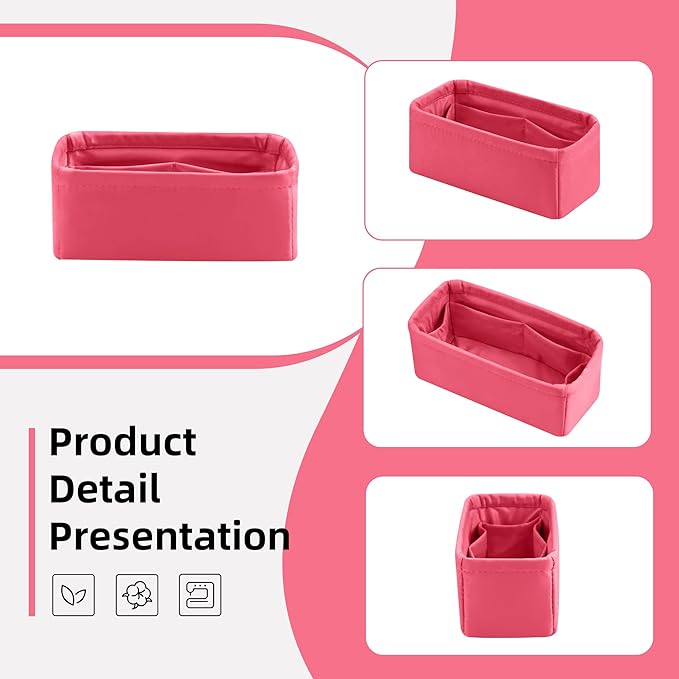 DGAZ Silk Purse Organizer Insert Fits LV Speedy 16/20/25/30/35/40/45 bags，Silky Smooth Bag Organizer，Luxury Handbag & Tote Shaper(Rose lipstick,New nano 16)