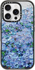 CASETiFY Impact Case for iPhone 16 Pro [Slim / 8.2 ft. 4X Military Grade Drop Protection/Compatible with Magsafe] - Nantucket Blue Hydrangeas - Clear Black