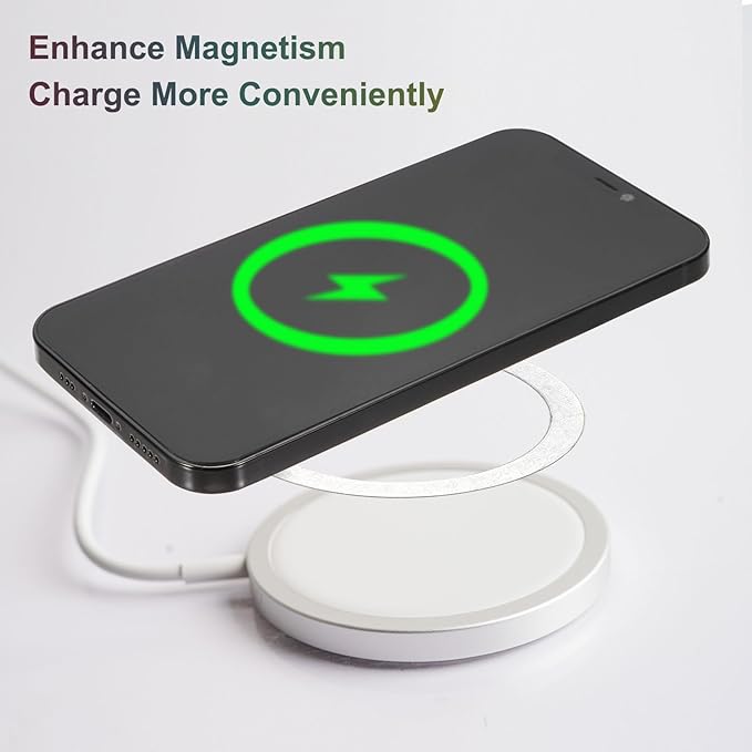 uxcell Magnetic Adapter Ring, 2Pcs Magnetic Sticker Ring ABS Universal Magnet Wireless Charging Conversion Kit for Mobile Phone Case Wireless Charger, Light Orange