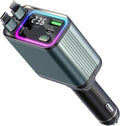4 in 1 Retractable Car Charger with RGB Light, 92W Fast Charging USB C Car Adapter, Compact Car Phone Charger for iPhone/Galaxy/Pixel, Car Accessories for Women Men (Lightning + Type C Cable)