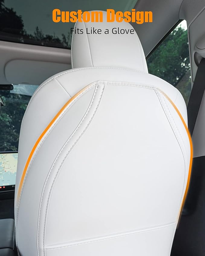 EVANDCAR Leather Seat Back Protector for Model 3/Y/S, Wear-Resistant Car Kick Mats with Organizer Pocket, Set of 2