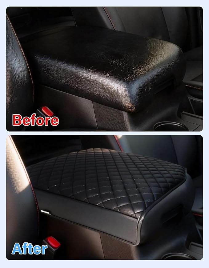 Center Console Armrest Cover for 2007-2013 Toyota Tundra, Toyota Sequoia 2008-2022, PU Leather Middle Console Lid Protector Arm Rest Cushion Anti-Scratch Thick Pad, Black