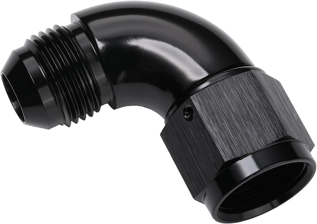 90 Degree 8AN Male to 8AN Female Swivel Full Flow Fitting Adapter Coupler Aluminum Black