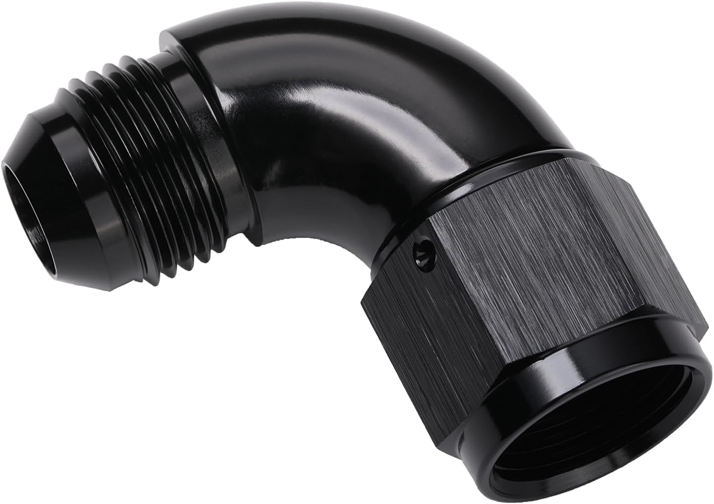 90 Degree 8AN Male to 8AN Female Swivel Full Flow Fitting Adapter Coupler Aluminum Black