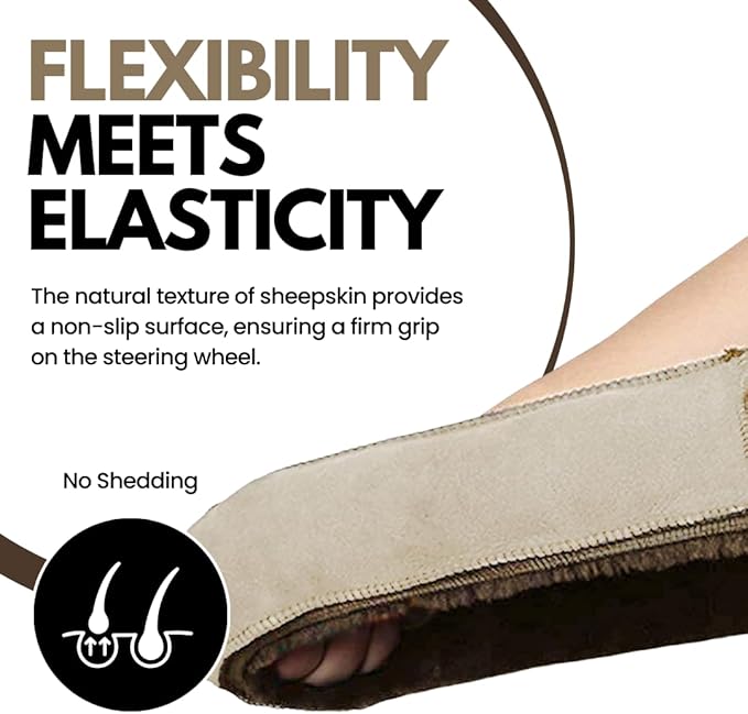 Andalus Brands Luxury Fluffy Car Steering Wheel Covers – Genuine Merino Sheepskin, Soft Fuzzy Car Steering Wheel Cover for Women, Universal 14.5-15" Size, Plush Fur Cute Auto Accessories, Pearl