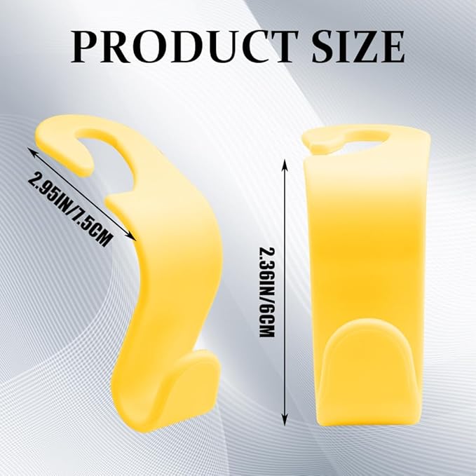 4PCS Car Seat Headrest Hooks, Purse Hook for Car, Auto Back Seat Organizer Storage Hanger Holder, Auto Accessories Multi-Use Portable Headrest Organizer Holder for Purse Handbag Coats (Yellow)