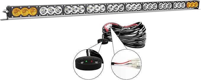 AUXTINGS 54 inch Single Row Dual Color LED Light Bar 300W Off Road Light Bar White Amber Combo LED Work Light Truck UTV 4x4 Cars SUVs ATVs Boats Fog Driving Light with Wiring Harness kit