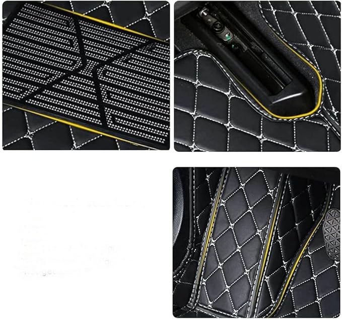 Car Floor Mats Automotive Floor Mats Vehicle Specific All Weather Protection Custom Compatible with Most of 98% Cars SUVs (Black with Yellow bar)