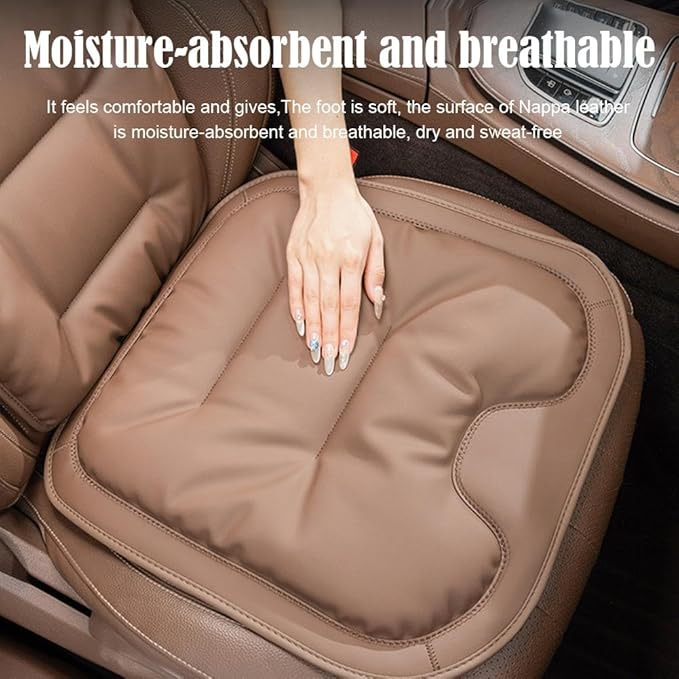 Car Seat Cushion, 2025 New Skin-Friendly Leather Seat Cushions, Skin-Friendly Leather Seat Cushions, Front Bottom and Rear Seat Cushions for Auto Office (Black 1set)