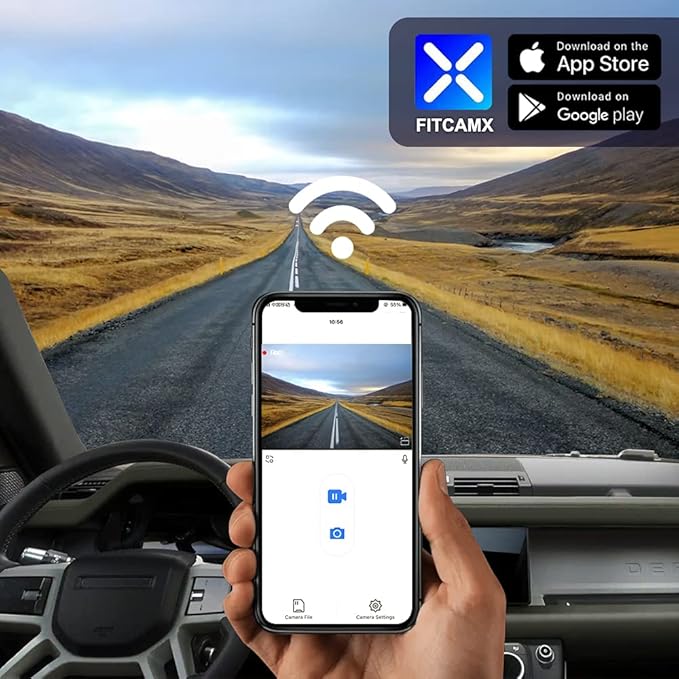 Fitcamx Front 2K+Rear 1080P Dash Cam Adapts for Land Rover Defender 90 110 130 2020-2026 (L663), OEM Style, 2 Channel HD Video, Built-in WiFi & APP, Loop Recording, G-Sensor, Easy to Use, 64GB Card