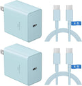 45W Type C Charger, USB C Charger 2-Pack iPhone 15 16 Charger 6FT with iPhone 16/16 Plus/16 Pro/16 Pro Max/iPhone 15/15 Pro Max/iPad Pro/AirPods/Galaxy S24 S23 S22 S21,Android Charger(Bule)