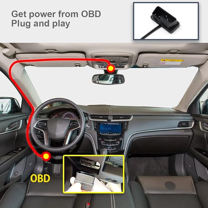 Fitcamx Front 4K+Rear 1080P Dash Cam, Universal Fit (Connected to OBD or Fuse Box), No Rearview Mirror Cover, 2 Way HD Video, WiFi & APP, Loop Recording, Gravity Sensor, Easy to Use, 128GB Card