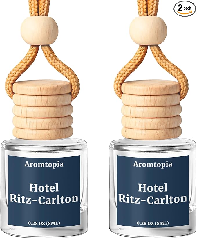 Car Air Fresheners, Hanging Car Fragrance Diffuser, Aromtopia Elegant Hotel-Inspired Scent, Car Odor Eliminator, Long-Lasting, Car Accessories Gift for Women & Men Gift (Hotel Ritz-Carlton), Pack of 2
