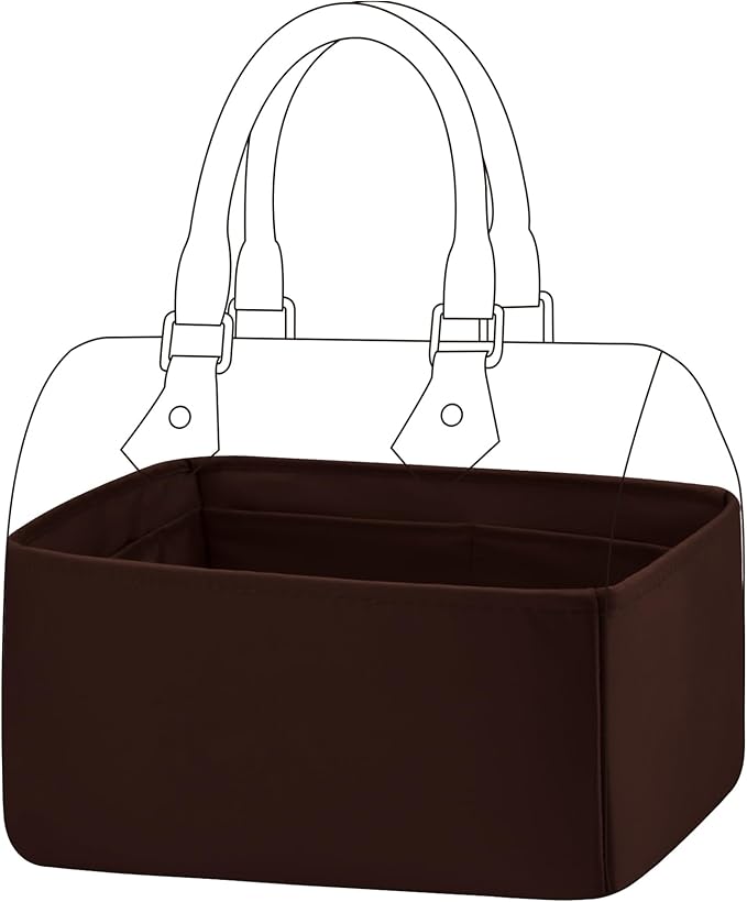 DGAZ Silk Purse Organizer Insert Fits LV Speedy 16/20/25/30/35/45 bags，Silky Smooth Bag Organizer，Luxury Handbag & Tote Shaper（Global Brown，SP25）