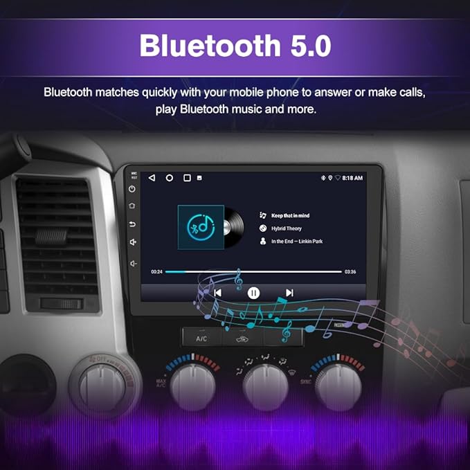 Android 13 Car Radio Stereo for Toyota Tundra 2007-2013 Toyota Sequoia 2008-2018 with Wireless Carplay Android Auto 10-inch Touch Screen Head Unit
