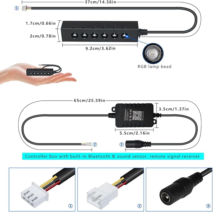 AKEPO 3.2W Mini Size 6-Hole RGB Colorful Star Chasing Fiber Optic Light Kit, 9.8ft 360pcs*0.75mm/0.03in APP Control Milti-Color Sound Activated Starlight Headliner Kit for Car Home Use