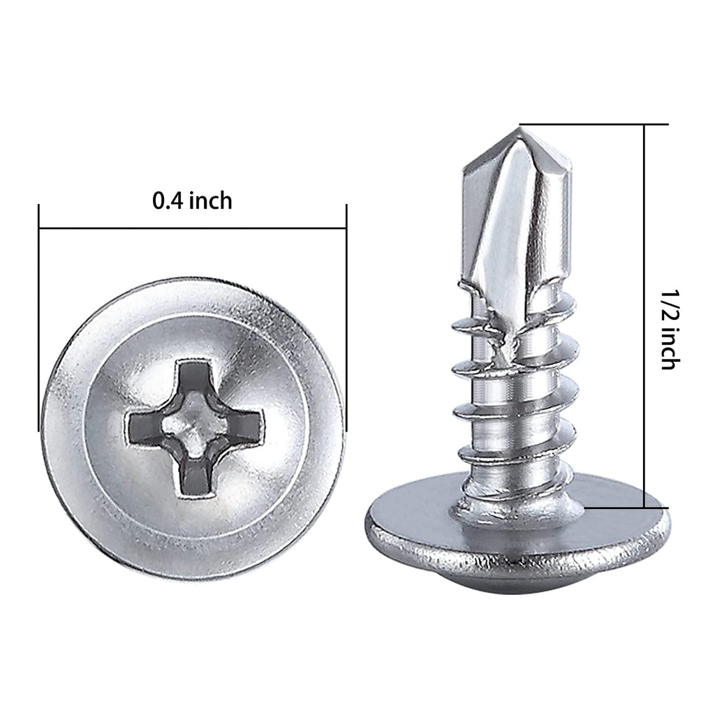 (350 pcs) Wensilon #10×1/2”for Sheet Metal Self-Tapping Screws 410 Stainless Steel Truss Head High-Strength Quick Tapping Screws