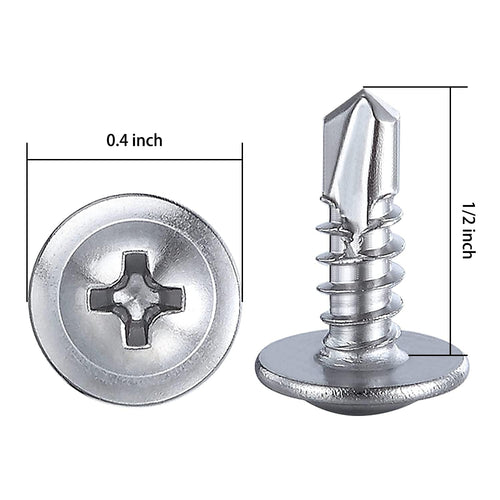 (350 pcs) Wensilon #10×1/2”for Sheet Metal Self-Tapping Screws 410 Stainless Steel Truss Head High-Strength Quick Tapping Screws