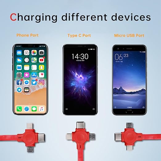 6 Pcs 3 in 1 Retractable Multi Fast Chargers Cable Bulk(3.28FT) with USB C/Micro USB/L and Phone Stand, Compatible with iPhone 17/16/15/14/13/12/11/10/9/8/Android/Tablet