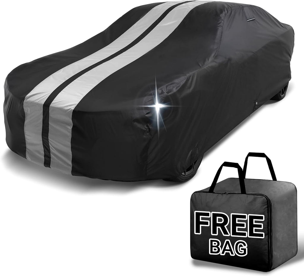 iCarCover Custom Car Cover for Chevy Fleetline (1941-1952) Waterproof All Weather Rain Snow UV Sun Protector Full Exterior Indoor Outdoor Car Cover (Stripe - Black/Gray)