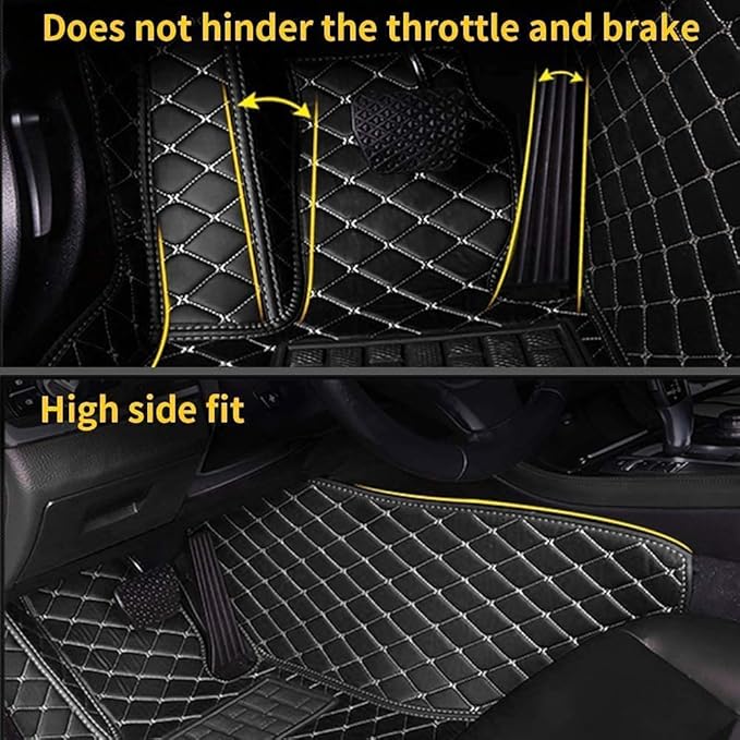Custom Making Car Floor Mats for 90% Car Model Luxury Leather All Weather Waterproof Anti-Skid Full Coverage Liners (Black)
