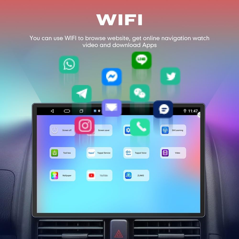 Kunfine Car CarPlay Android Auto Navigation Stereo GPS Radio Reverse Camera Display 13.1" QLED Touchscreen Headunit Tablet Pad Media Player For Peugeot 301 13-22, if Applicable Octa Core 4G+64G Silver