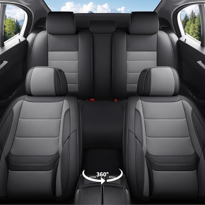 Car Seat Covers Custom Fit for Chevrolet/Chevy Captiva 2006-2018 , Premium Faux Leather Waterproof Car Seat Protectors with Lumbar Support, Breathable Anti-Slip Easy to install(Black&Gray,Full set)
