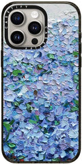 CASETiFY Impact Case for iPhone 15 Pro Max [4X Military Grade Drop Tested / 8.2ft Drop Protection/Compatible with Magsafe] - Paint Prints - Nantucket Blue Hydrangeas - Clear Black