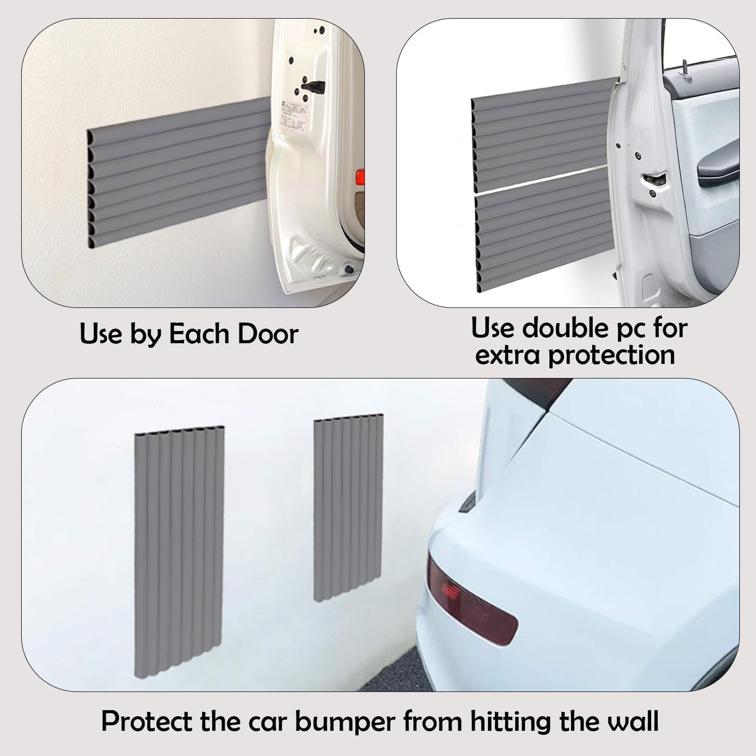 Rubber Bond Garage Wall Protectors - 4in x 12ft Strong Self-Adhesive Rubber Bumper Protectors for Garage Walls - Waterproof and Anti-Scratch Garage Wall Protector for Car Doors (Grey)