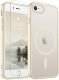 SUPFINE Magnetic for iPhone SE Case 2022 (3rd)/2020 (2nd), iPhone 8 Case (Compatible with MagSafe) (Military Grade Drop Protection) Slim Translucent Matte Phone Case, Antique White