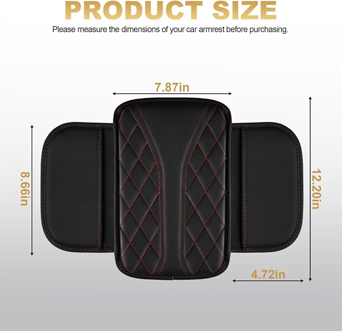 Center Console Cover Fit for Corolla Cross Scratch & Wear Resistant Waterproof Middle Console Cover with 2 Storage Bags(Black&Redline)