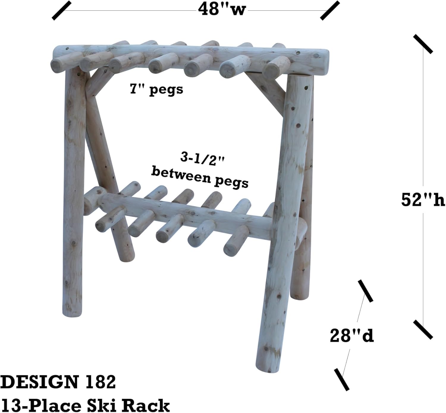13-Place Freestanding Log Ski Rack Holder, Indoor & Outdoor Snowboard Racks, Standing Storage, Garage Racks for Snow Skis & Poles, Durable Snowboard Rack Garage Storage Organizer - Canyon Brown