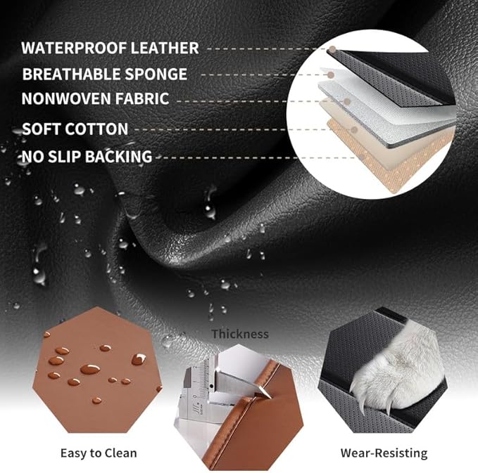 Car Seat Covers Full Set Fit for Buick Encore GX 2012-2026, Premium Faux Leather Waterproof Car Seat Protectors with Lumbar Support, Breathable Anti-Slip Easy to Install(Black&Brown,Full Set)