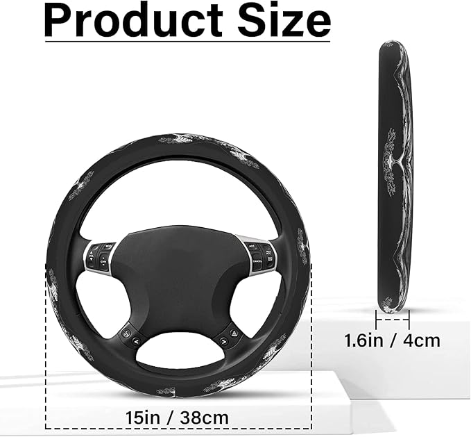 Sea Wave Steering Wheel Cover, Cute Print Steering Wheel Cover Protector, Ultra Thin Breathable Non-Slip, Car Accessories for Men, for Steering Wheel with a Diameter of 14.5"-15"