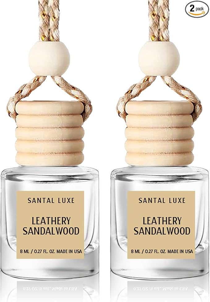 Car Air Freshener Hanging,Cute Air Diffuser for Car, Long Lasting Car Air Fresheners, Car Fresheners for Women, Made in USA Leathery Sandalwood (2 Pack)