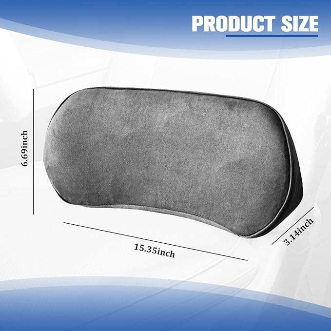 Car Lumbar Support Pillow, Memory Foam Suede Vehicle Back Support Cushion for Pain Relief, Breathable Automotive Interior Seat Lower Back Pillow, Universal for SUV Van Truck (Dark Gray)