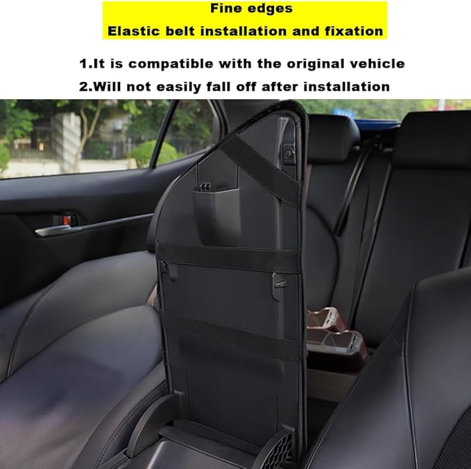 Blazeray Car Center Console Armrest Cover for Toyota Camry 2018-2023 Interior Accessories Leather Anti-Scratch Elbow Arm Rest Cover Cushion Pad Protector Saver (Black with Blue Leather)