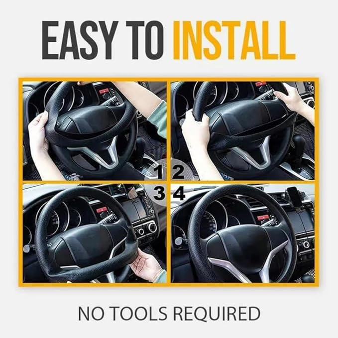 Cooling Steering Wheel Cover, Car Steering Wheel Cover, Anti-Slip Car Steering Wheel Protective Cover, Fit 12.6-16 Inch, for Car SUV Truck Van, for Women & Men (2Pcs-a)